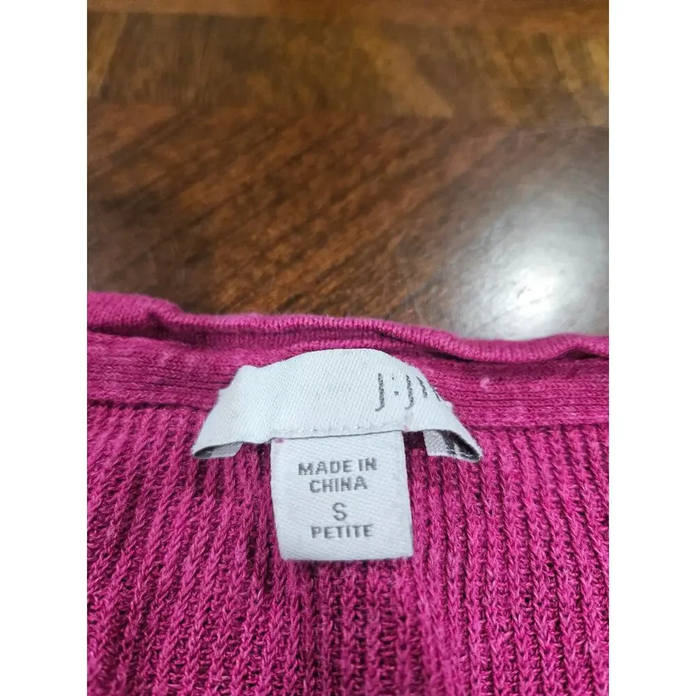 J. Jill Petite Pink Linen Blend Knit Tunic Sweater Top Pocket 3/4 Sleeve SP